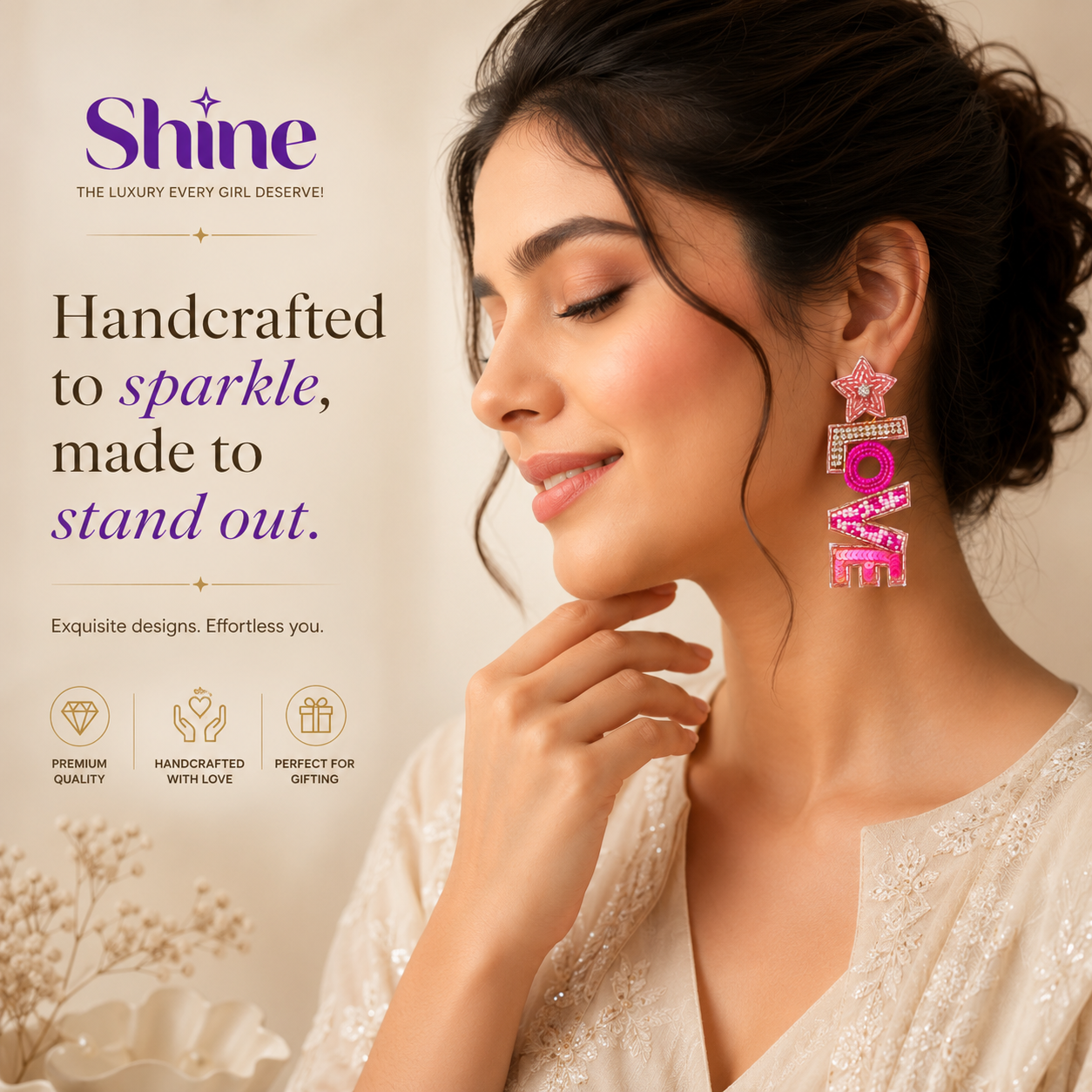 Love Statement Beaded Earrings