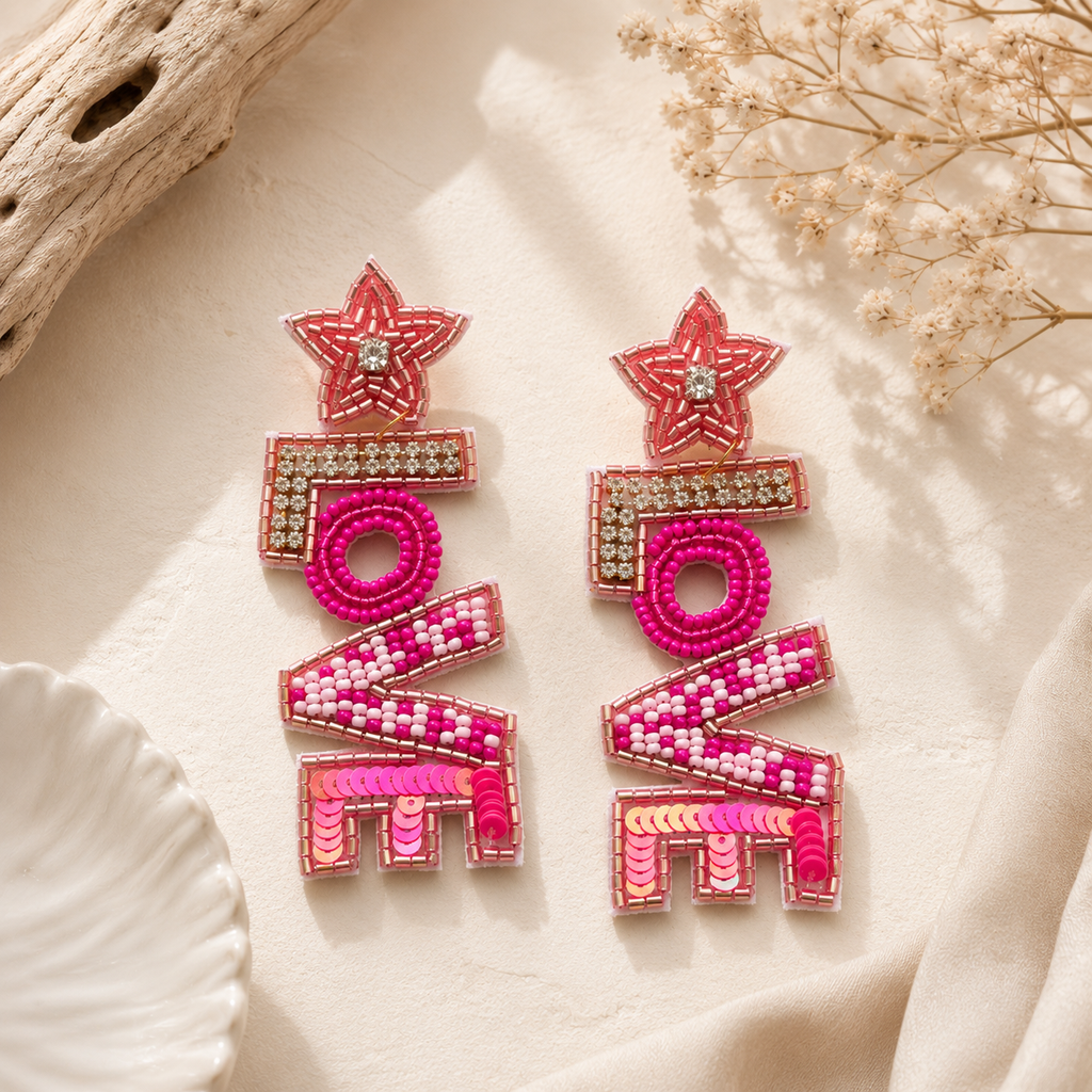 Love Statement Beaded Earrings