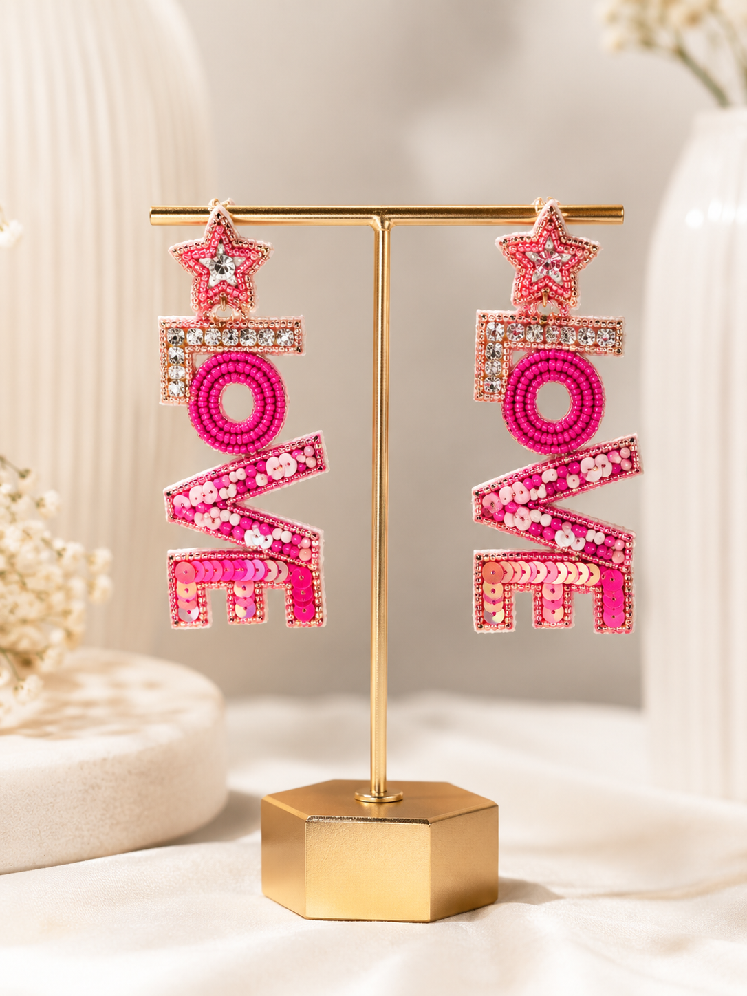 Love Statement Beaded Earrings