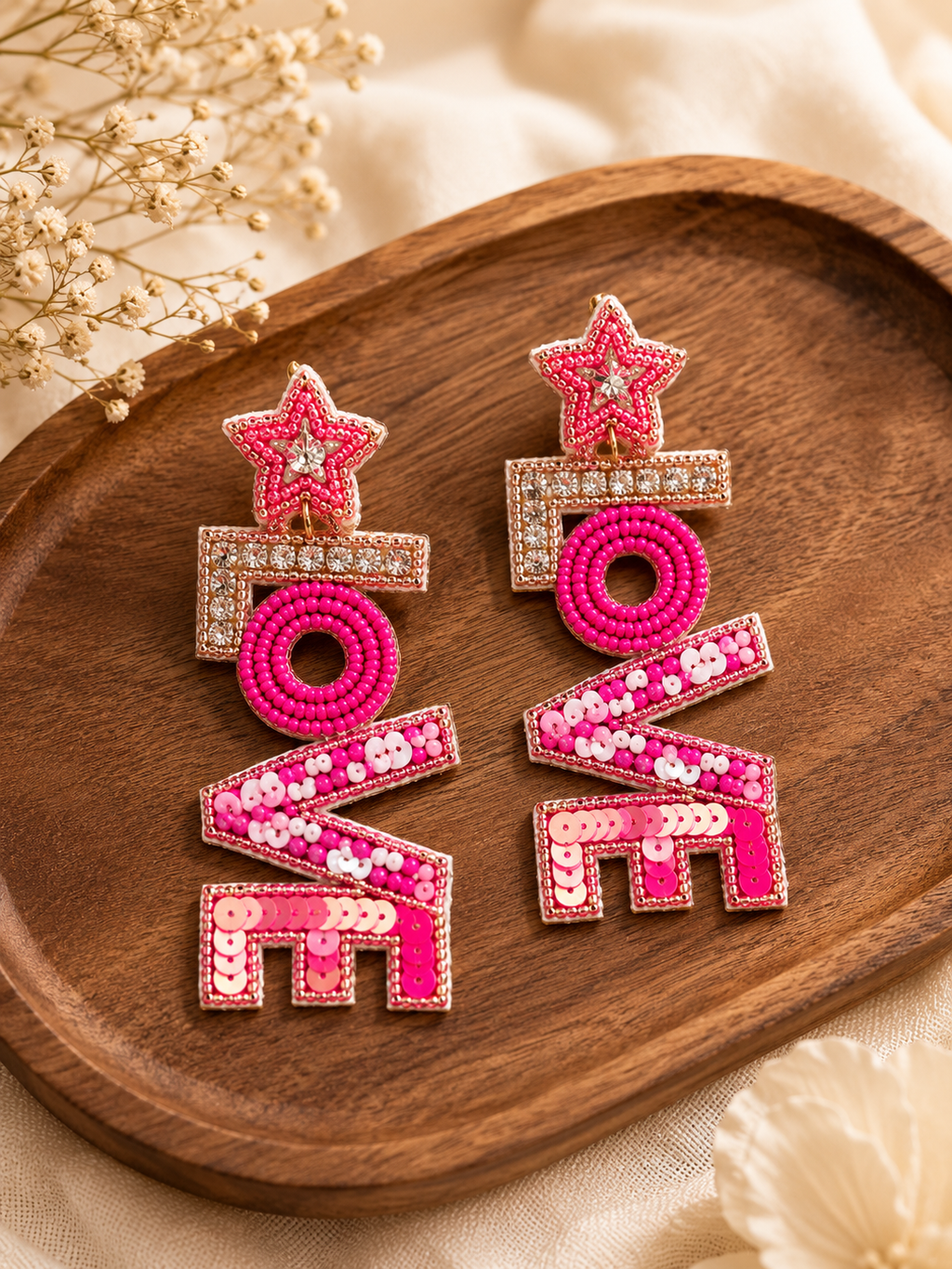 Love Statement Beaded Earrings